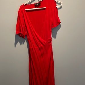 Red maxi wrap dress. Size small. Brand Lulus